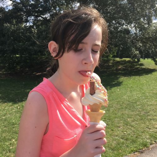 sasha eating an ice cream