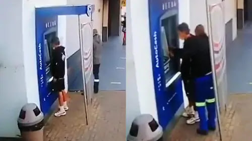 Social media reacts to video of man getting scammed at an ATM 