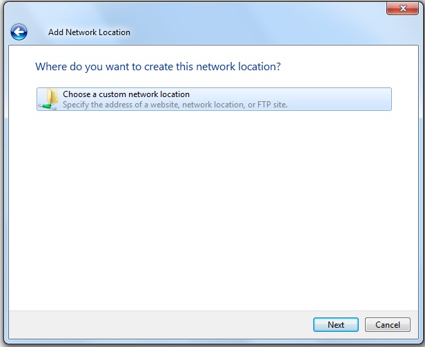 Net location. Add a Network location.