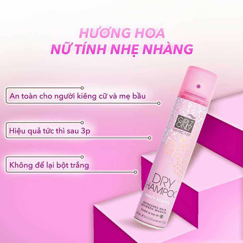 Dầu gội khô Girlz Only Party Nights 200ml (Hồng)