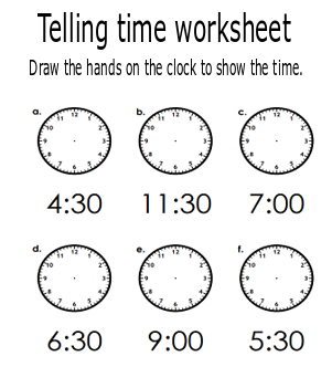 EARLY EDUCATION : telling the time worksheets
