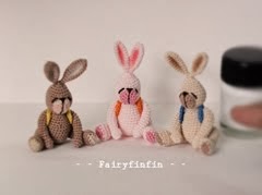 Crochet Tiny Rabbit Dolls: Height of doll 3.5 cm (Sit) - Made of 100 % cotton crochet thread