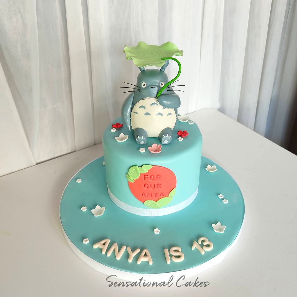 The Sensational Cakes: Cute Totoro w leaf umbrella cartoon 3d figurine in  teal pastel girl teens theme 3d customized cake #singaporecake #cake  #3dcake #totorocake #animecake #girlscake #childrencake