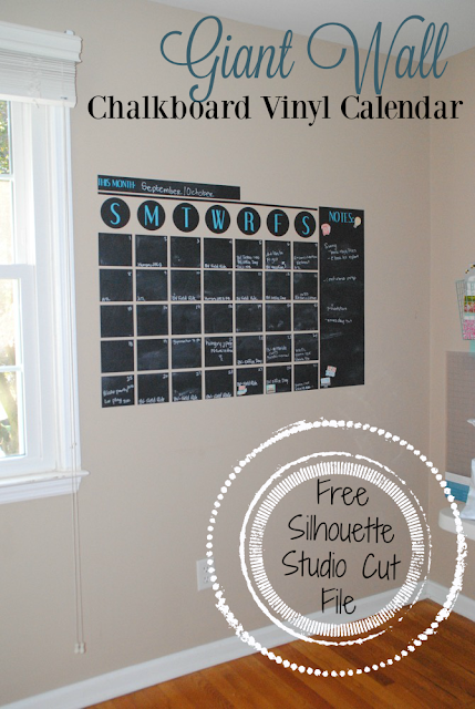 Silhouette Studio, free cut file, Silhouette Cameo, vinyl, wall calendar, chalkboard