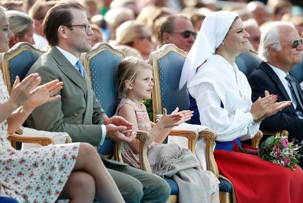 Princess Madeleine wore RED Valentino Natural Pleated Tulle Floral Print Midi Dress and Princess Sofia wore & Other Stories Tie Frill Dress. Princess Estelle