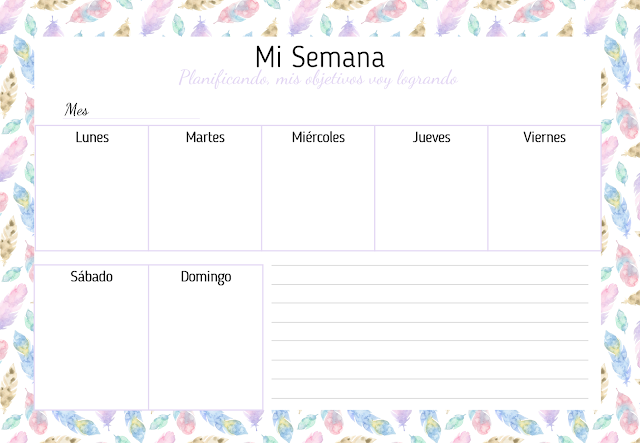 imprimibles, printables, organizadores, semanales, A4, gratis, free, descargar, planning