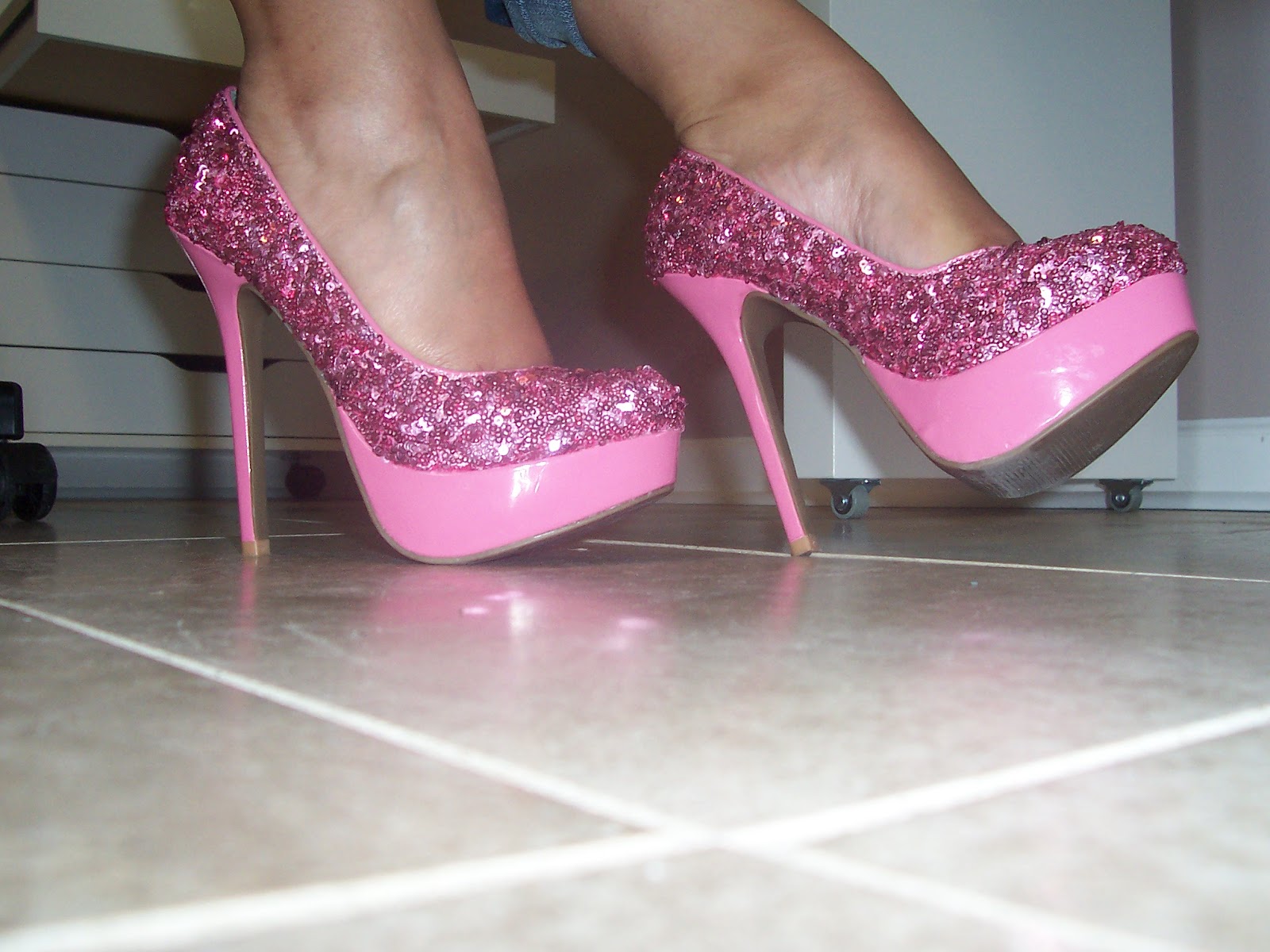 sparkly thick heels