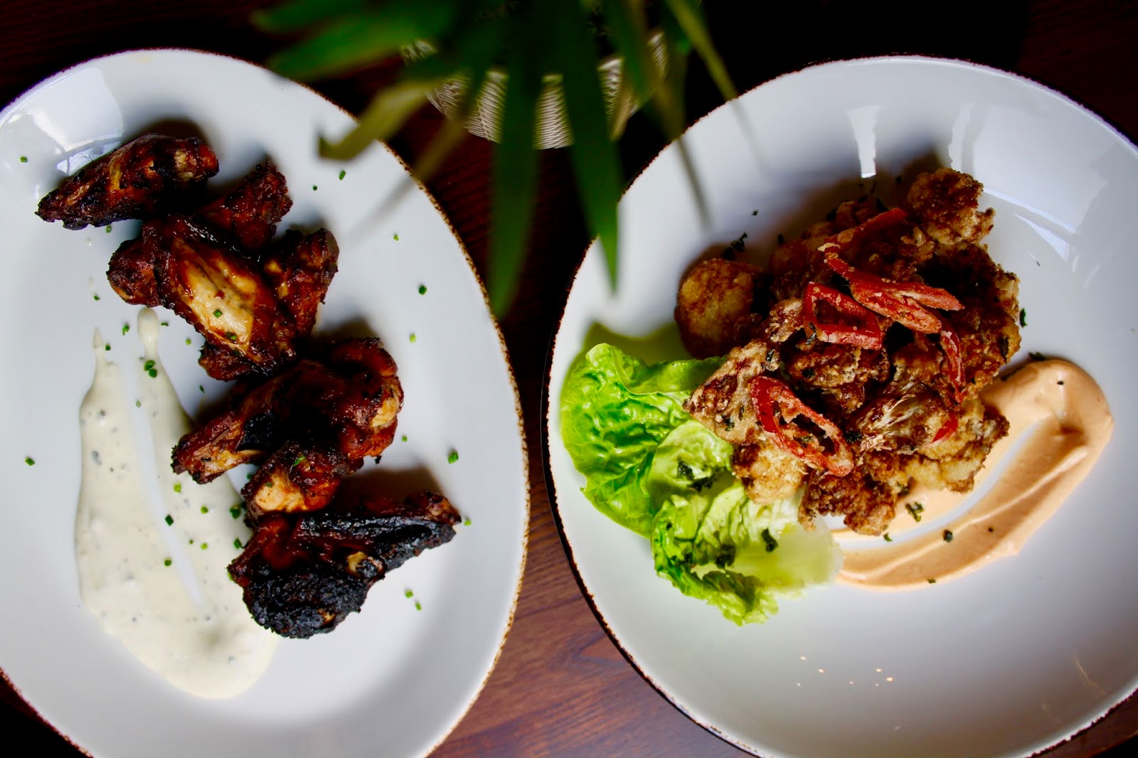 Spicy robata chicken wings and cauliflower karaage at King Richard III chop house, Leicester