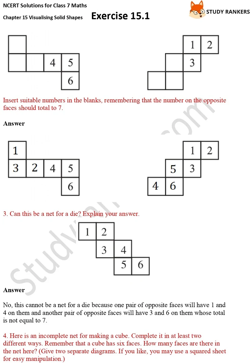 NCERT Solutions for Class 7 Maths Chapter 15 Visualising Solid Shapes Exercise 15.1 Part 2