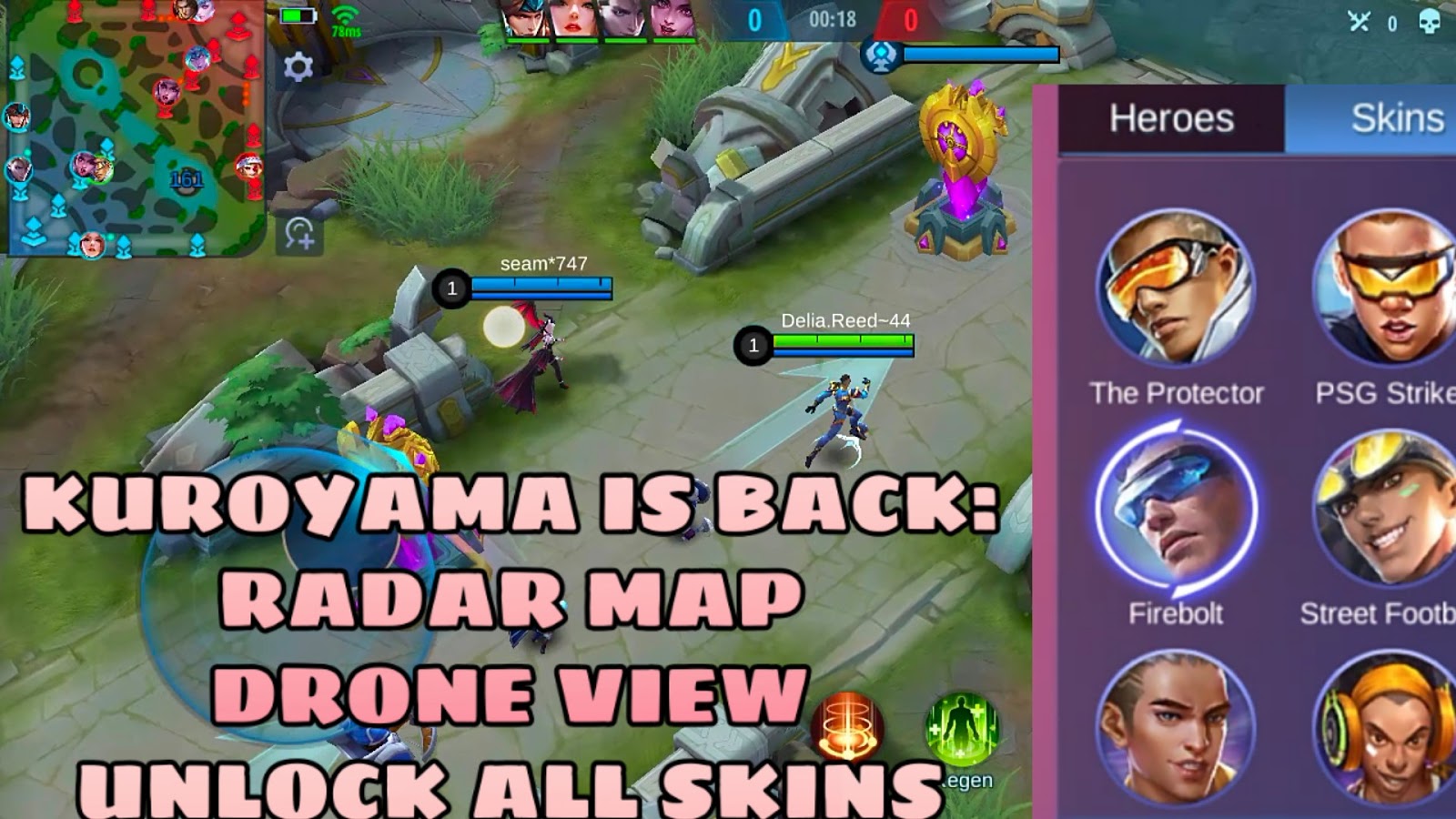 Mobile Legends 1 5 46 Kuroyama Mod Apk Radar Map Hack Drone View Unlock All Skins Apk Mods