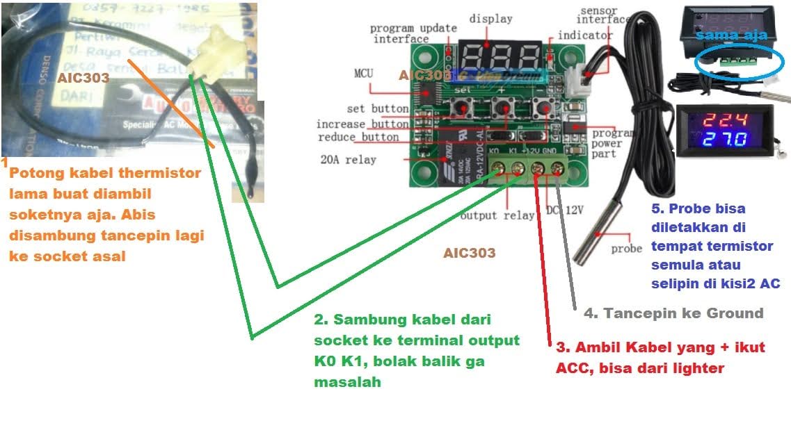 Skema digital thermostat pengganti thermistor AC Aerio old model
