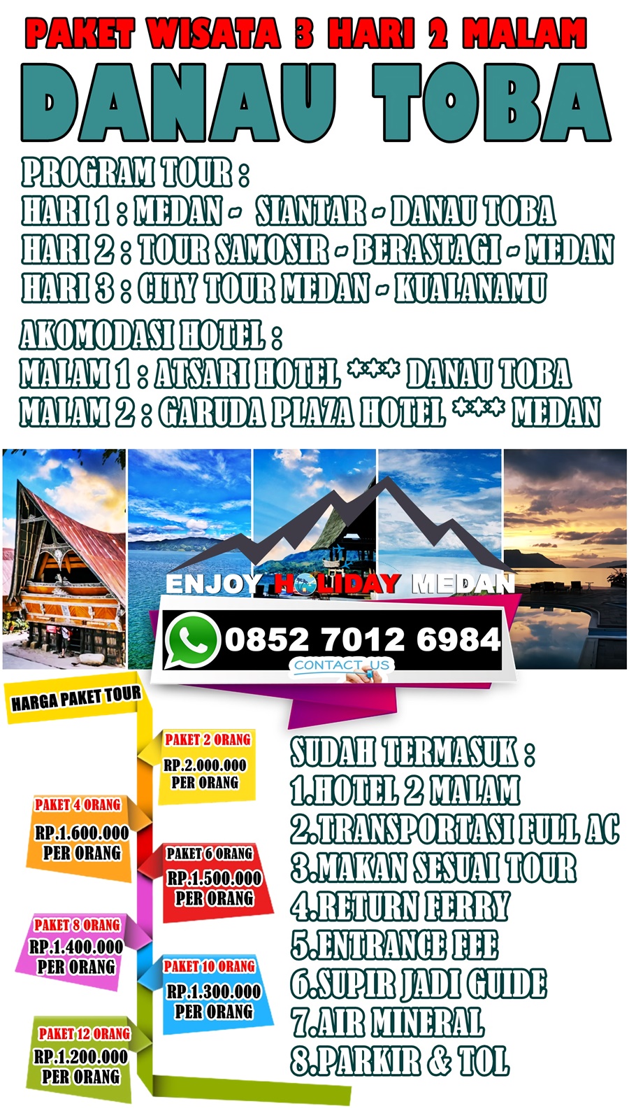3H2M Paket Wisata Danau Toba Dari Jakarta