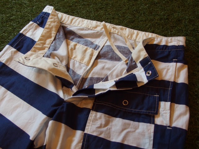 SUNRISE MARKET: Engineered Garments "Lafayette Short in Navy/White Two