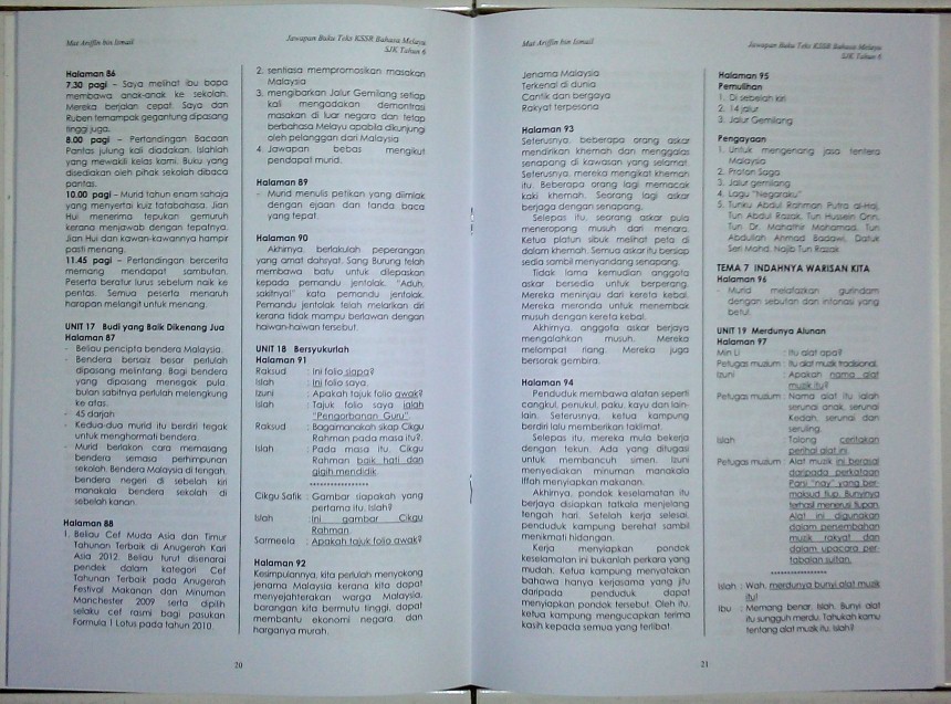 Panduan & Cadangan Jawapan Bahasa Melayu Tahun 6, 5, 4 & 1 - BinMuhammad