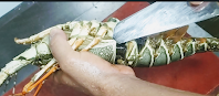 Peeling lobster for lobster hot garlic recipe