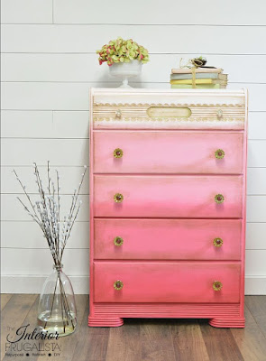 Pink Ombre Waterfall Dresser After