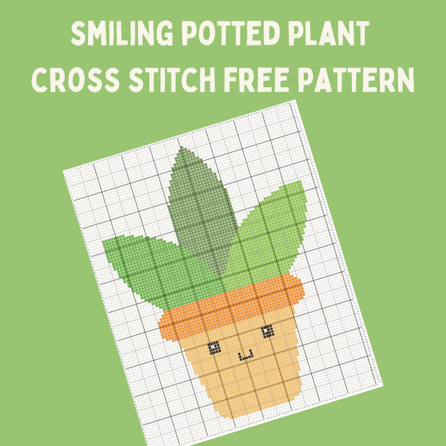 Smiling potted plant - free cross stitch pattern