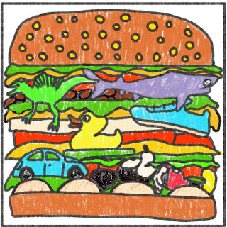 Drawing from an art sub plan called Silly Sandwich