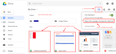 share uploaded files by link in google drive