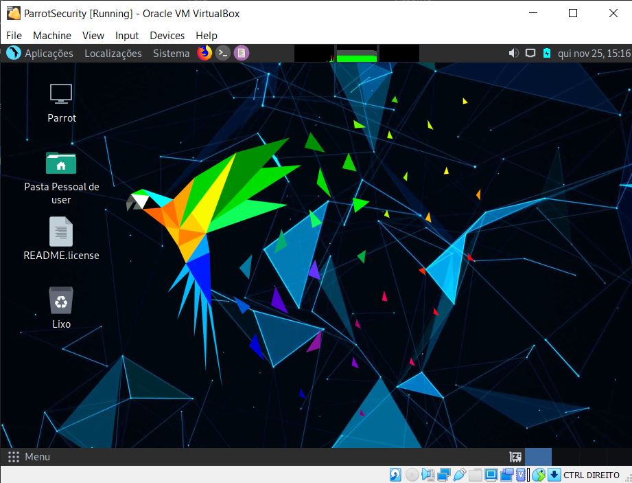 Máquina virtual Linux Parrot Security, para Virtual Box – Nós ...