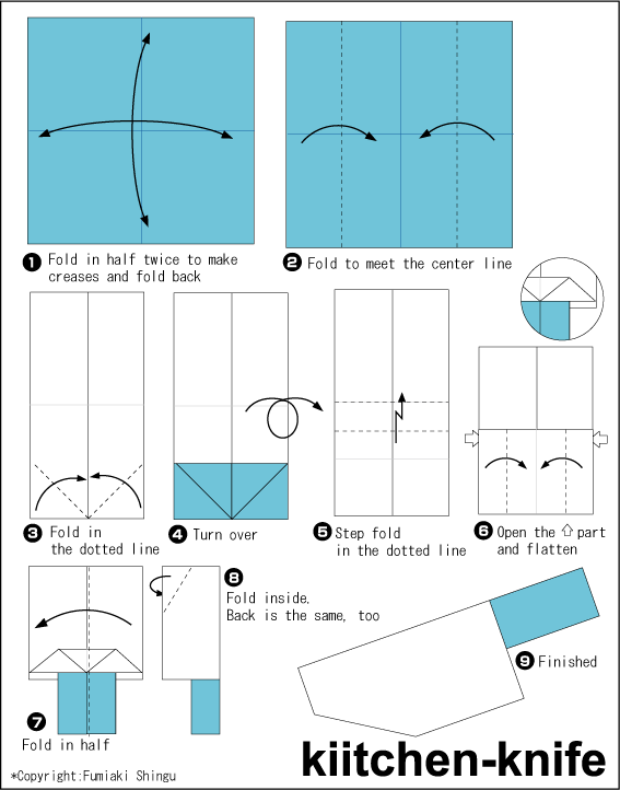 Kiitchen knife - Easy Origami instructions For Kids