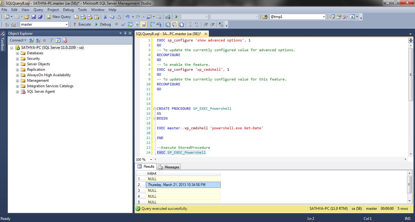 All about SQLServer: Execute Powershell Commands inside StoredProcedure