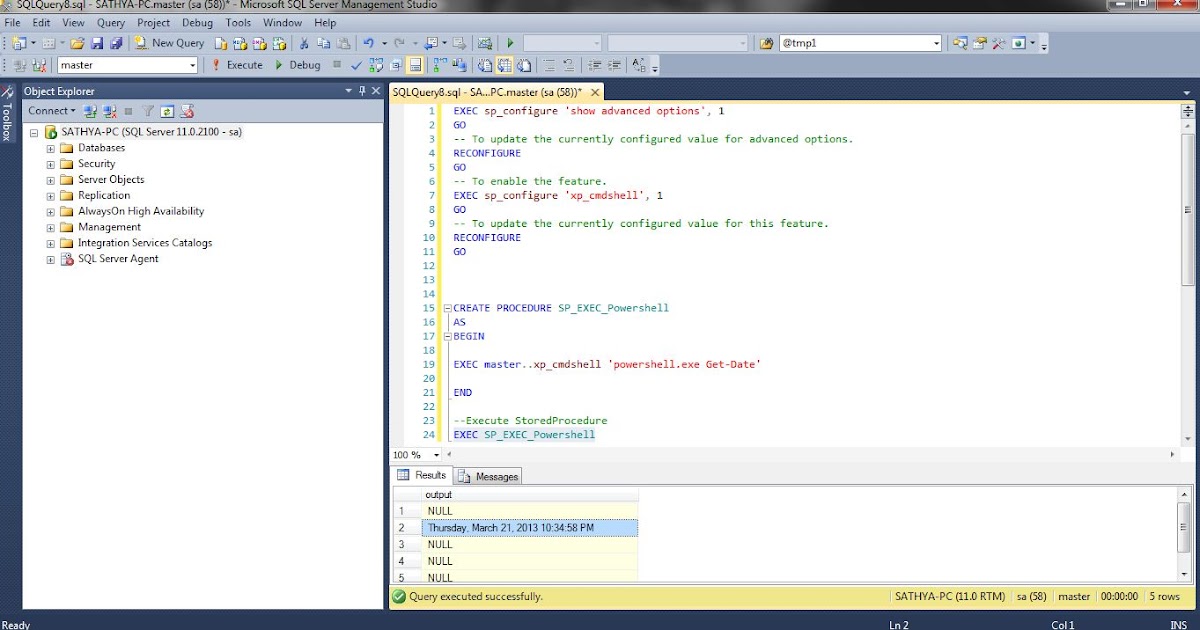 All about SQLServer: Execute Powershell Commands inside StoredProcedure