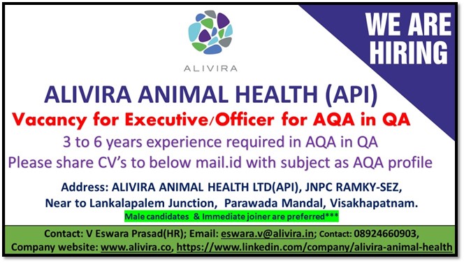 Alivira Animal Health jobs for Quality Assurance apply now