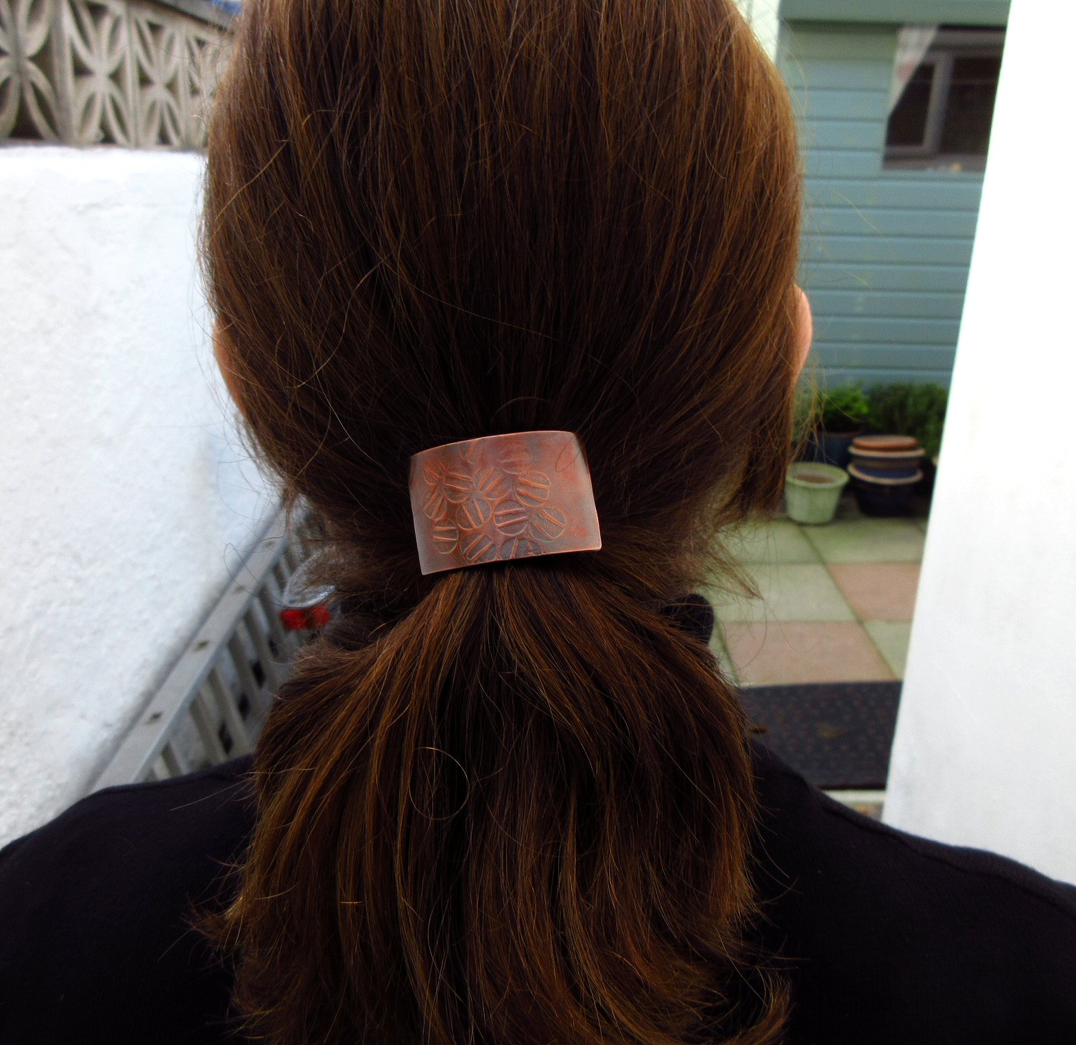 Making My Own Copper Ponytail Holder