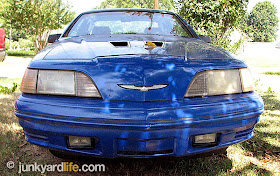 Blue 1987 Ford Thunderbird Turbo Coupe found in yard with a 5-speed, and an owner that wanted to sell.