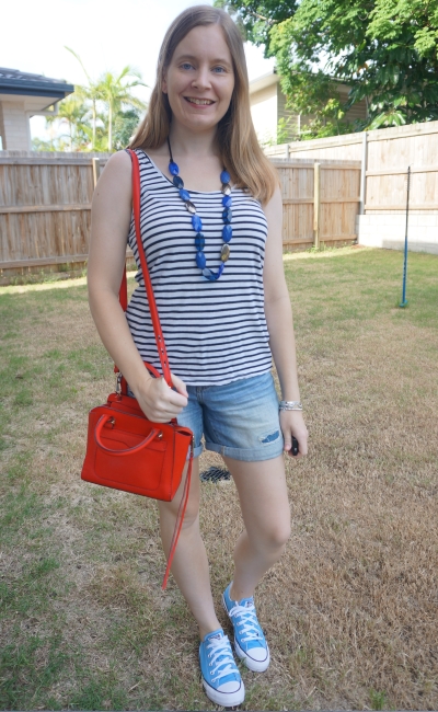Away From Blue  Aussie Mum Style, Away From The Blue Jeans Rut: 30 Ways To  Wear A Red Bag: Rebecca Minkoff Micro Avery Tote Bag #30wears