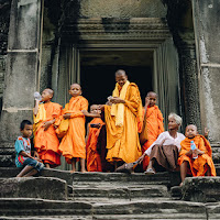 Young monks and temple