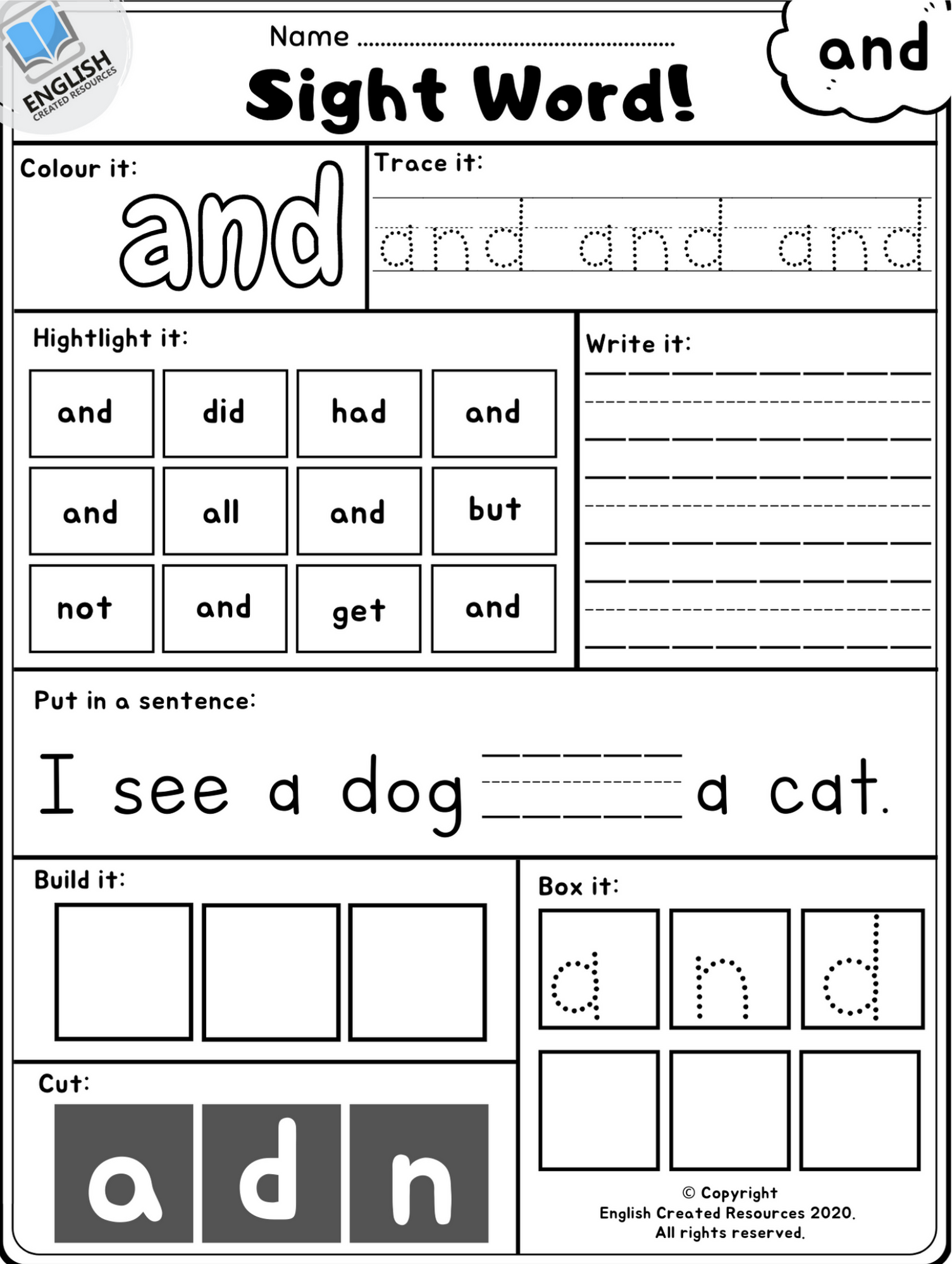 Sight Words Activities Part 1