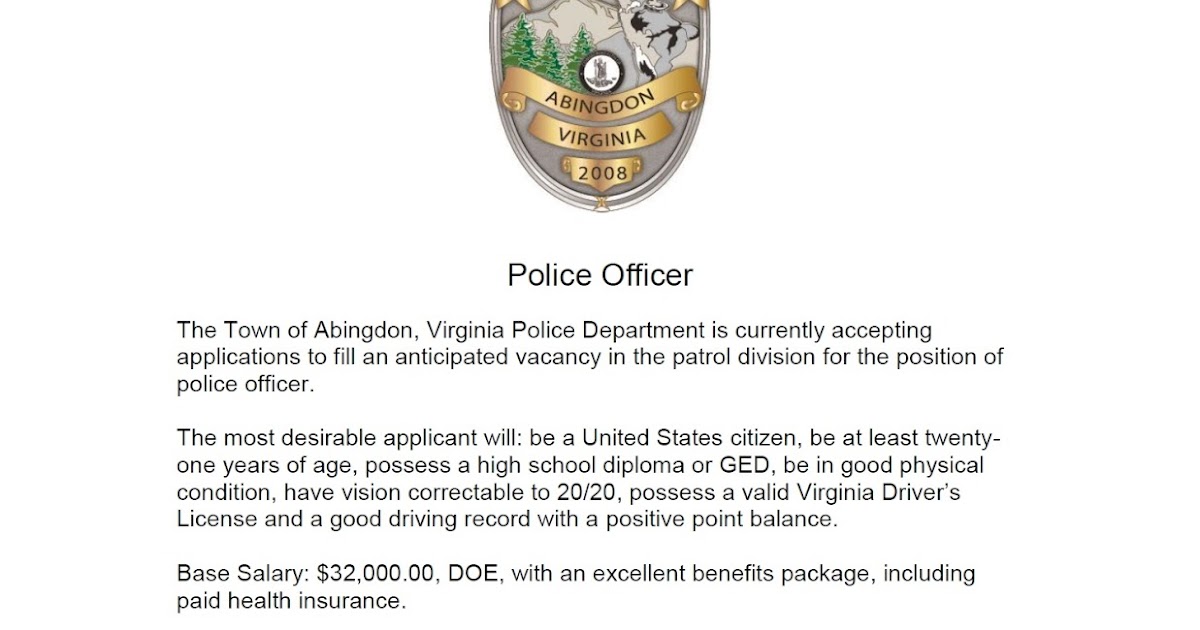 Abingdon Police Department WE ARE HIRING! *We have extended the