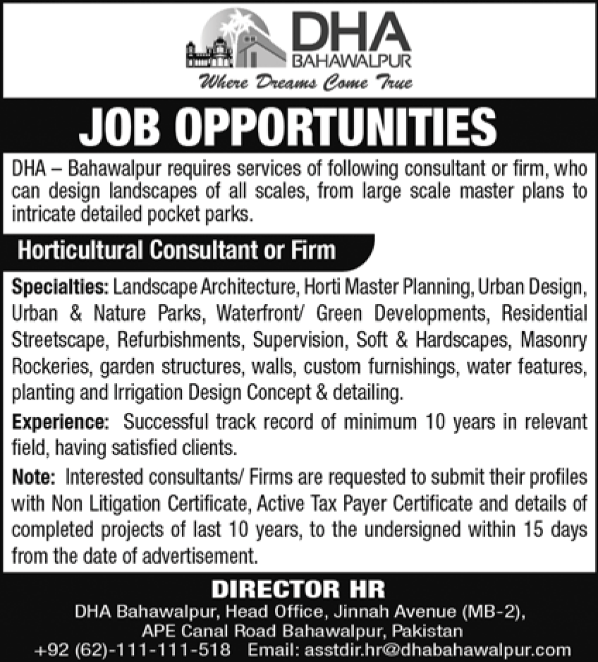 Defense Housing Authority (DHA) Bahawalpur Jobs 2021 in Pakistan Defense Housing Authority (DHA) Bahawalpur Jobs 2021 in Pakistan