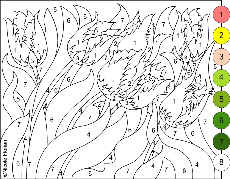 Nicole's Free Coloring Pages: COLOR BY NUMBERS * FLOWERS coloring