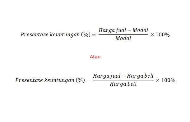 Cara Menghitung Persentase Keuntungan Di Excel