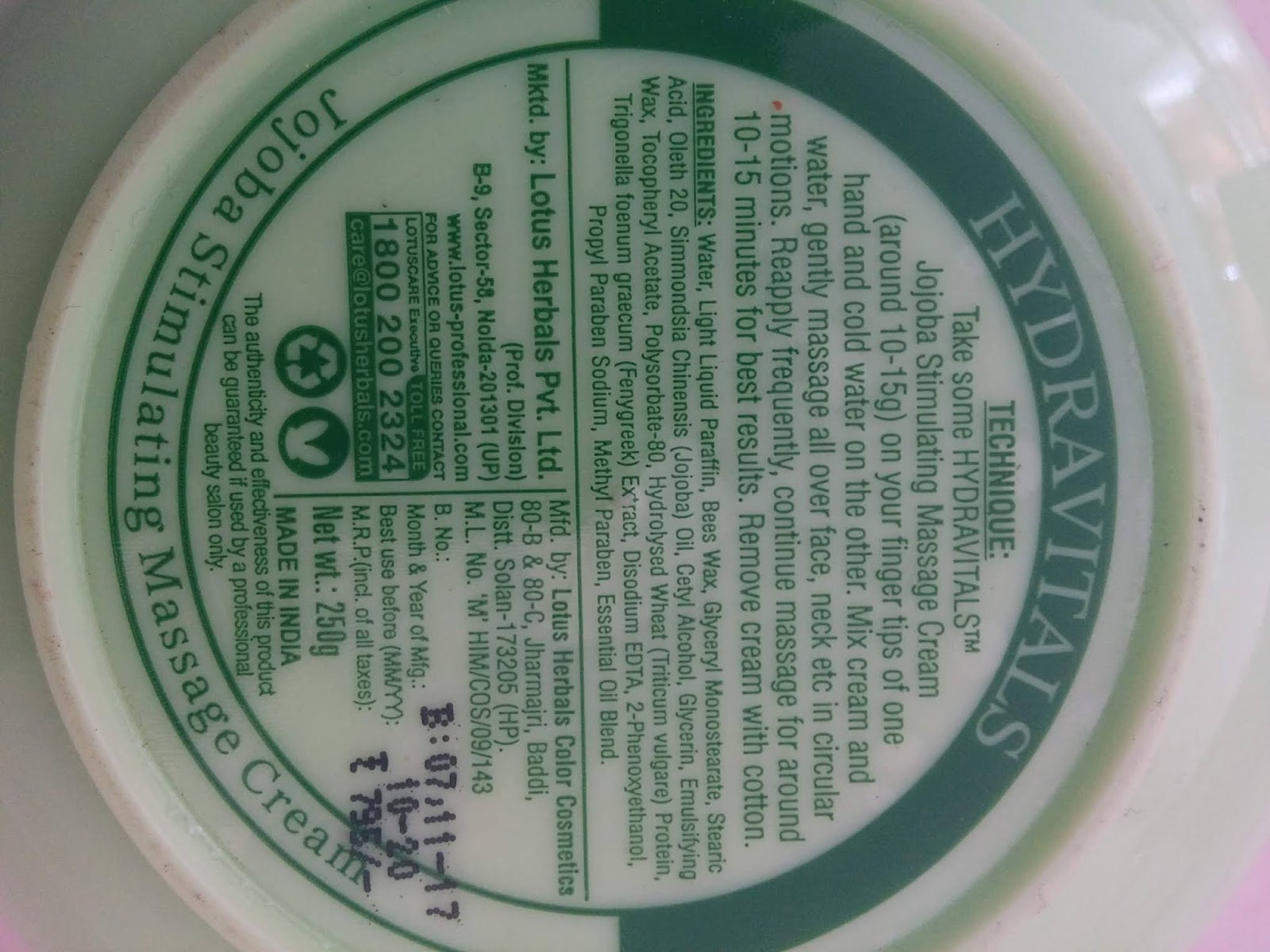 Lotus Hydravitals Massage Cream