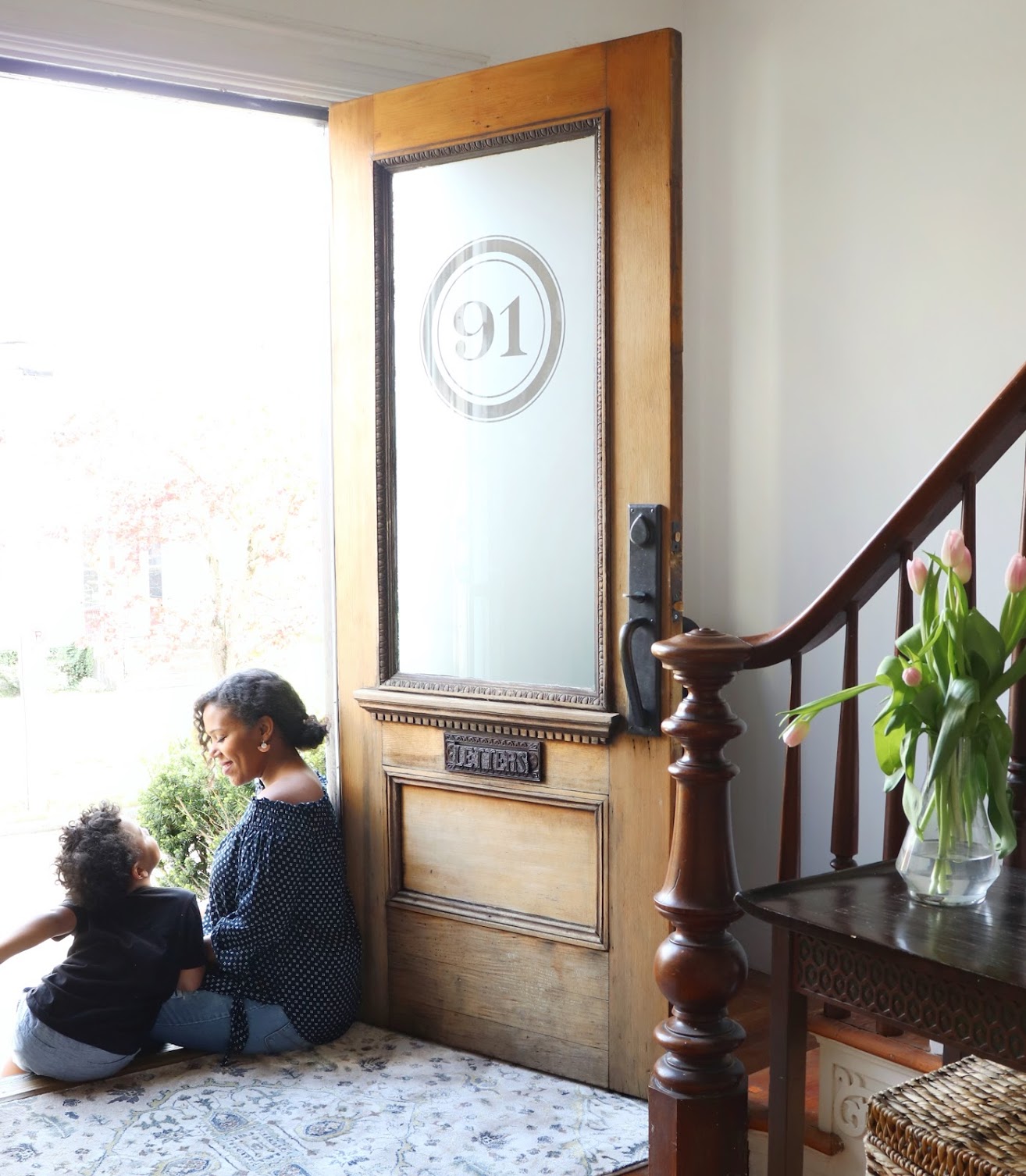 Frosted Glass And House Number On Our Antique Front Door
