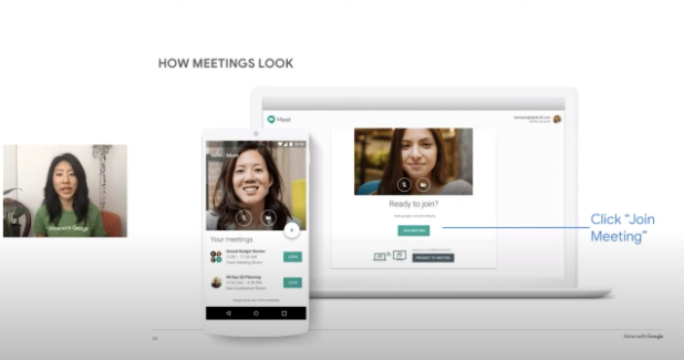 Image of joining a Grow with Google OnAir workshop on Meet