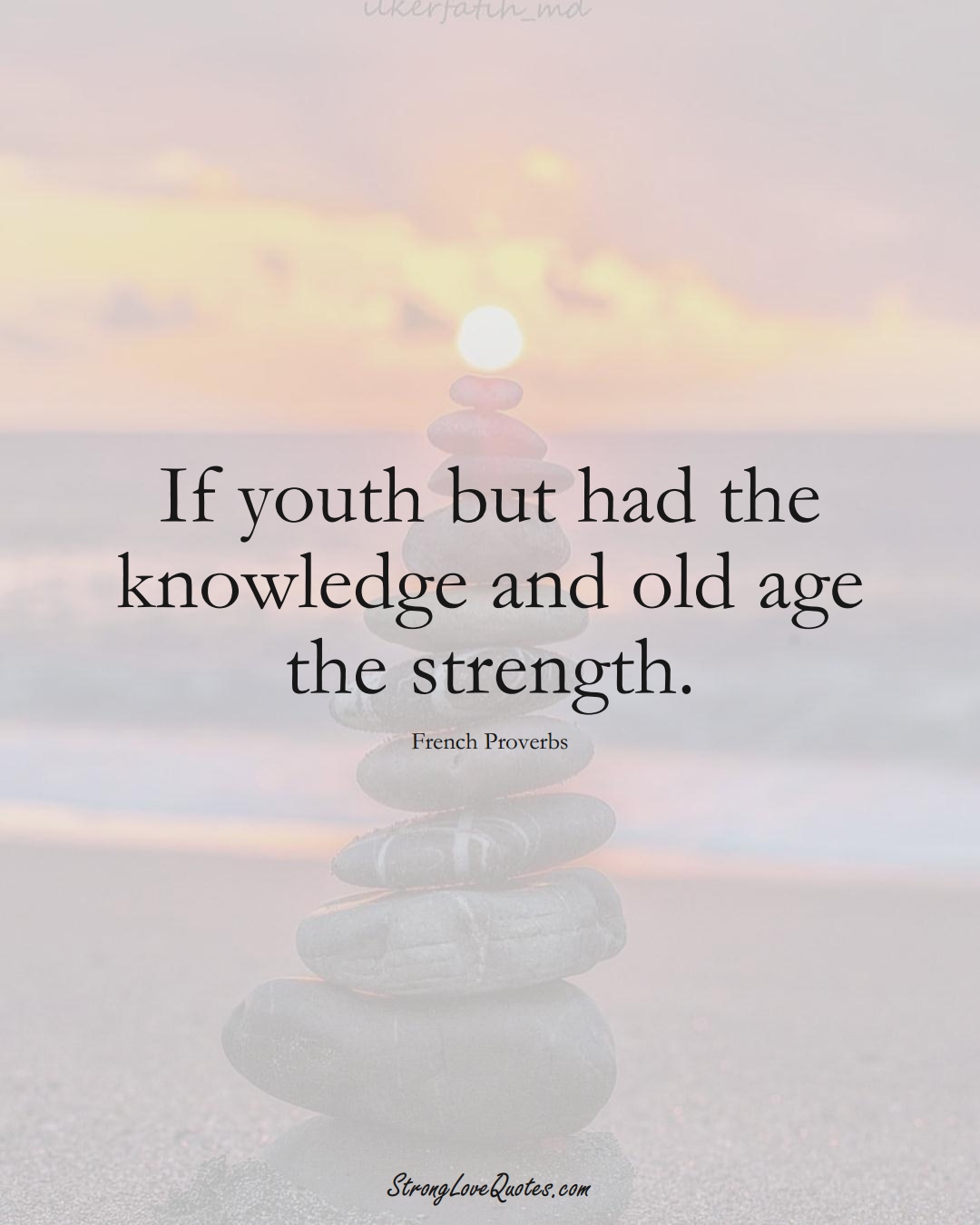 If youth but had the knowledge and old age the strength. (French Sayings);  #EuropeanSayings
