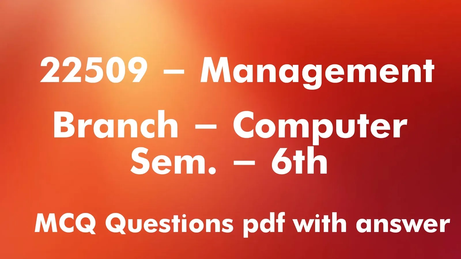 22509 Management MCQ questions pdf with answer Computer Engg