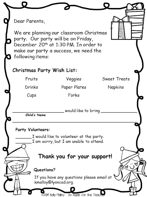 Christmas party letter to parents