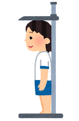 身長測定のイラスト(学校の健康診断・女の子)