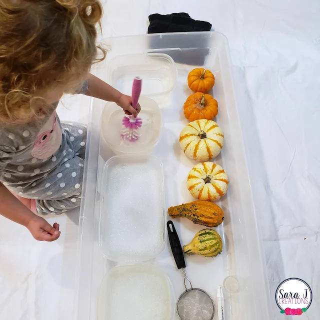Pumpkin Wash sensory bin