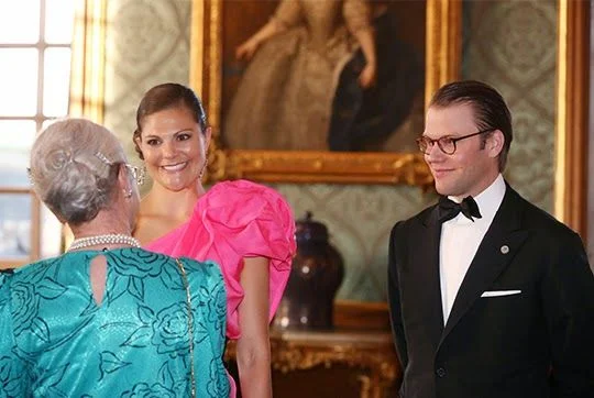 Queen Silvia, Croen Princess Victoria hosted a official dinner at Royal Palace in Stockholm