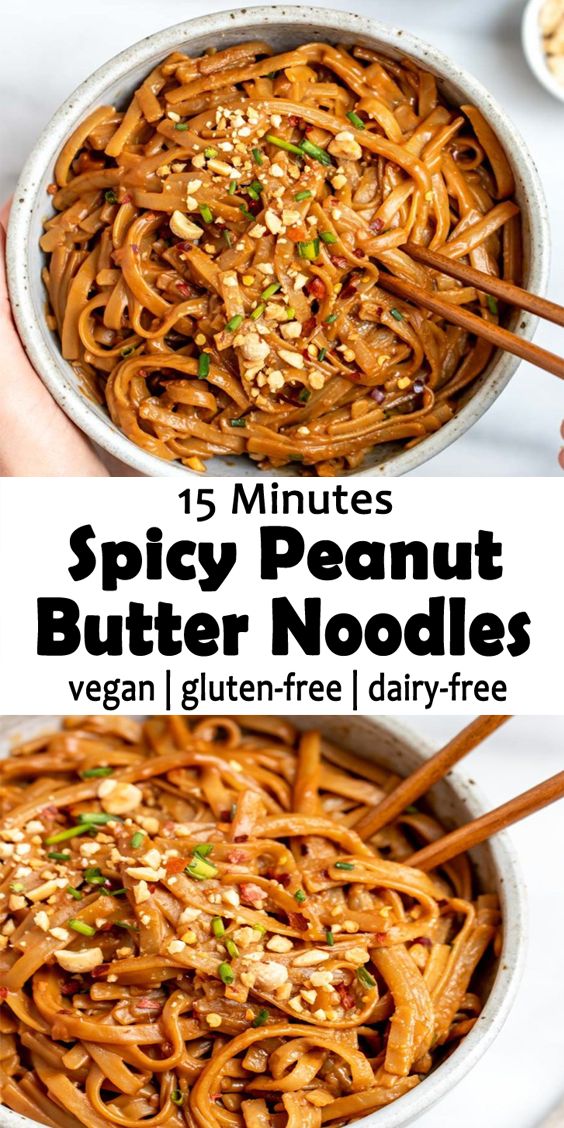 15 Minutes Spicy Peanut Butter Noodles Recipe Food Elizabeth