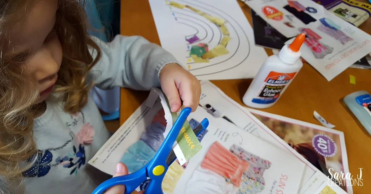 Rainbow cutting craft that is perfect for working on fine motor skills and color identification.  Cute for St. Patrick's day but can really be used any time of the year.  