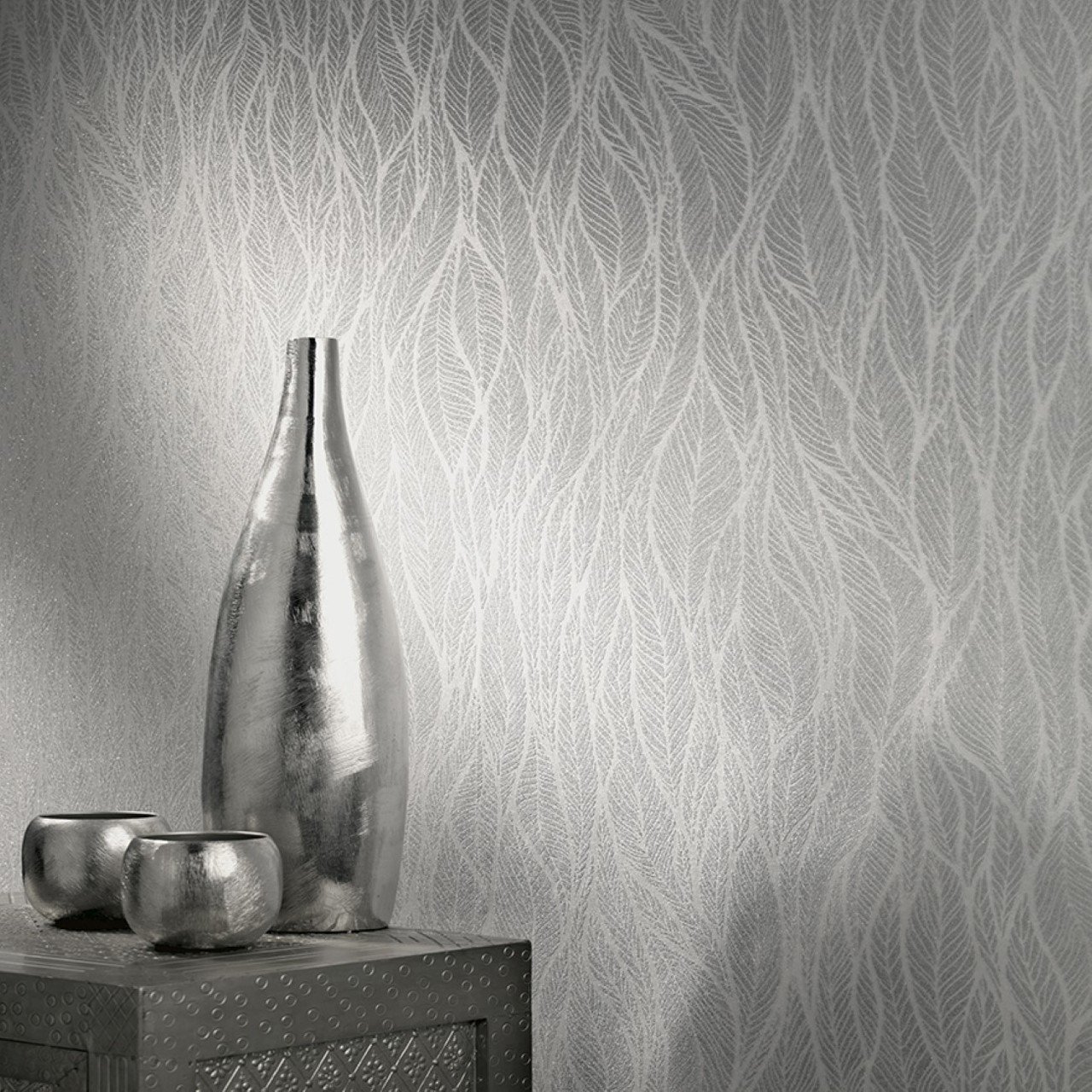 Silver Leaf Wallpaper Classic House