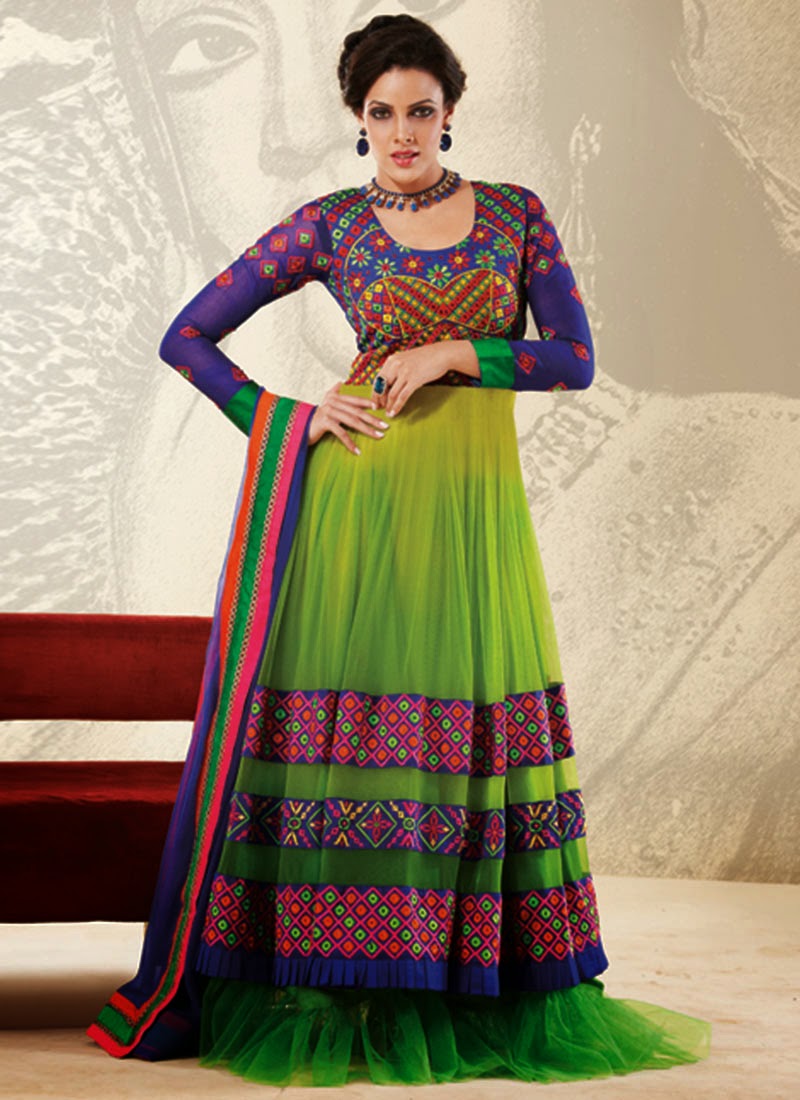 هوليوود فور عرب Latest Indian Colorful Embroidered Readymade Anarkali Frocks Collection 2014 2015